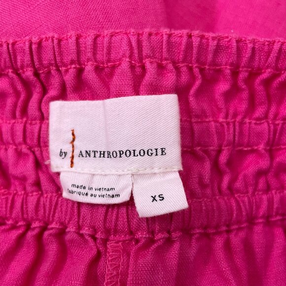 *By Anthropologie Pant The Somerset Linen Pull-On Fuchsia Size XS - Picture 3 of 12